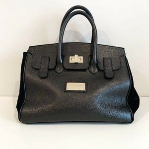 Valentino Omia Pebbled Leather/Suede Tote Satchel